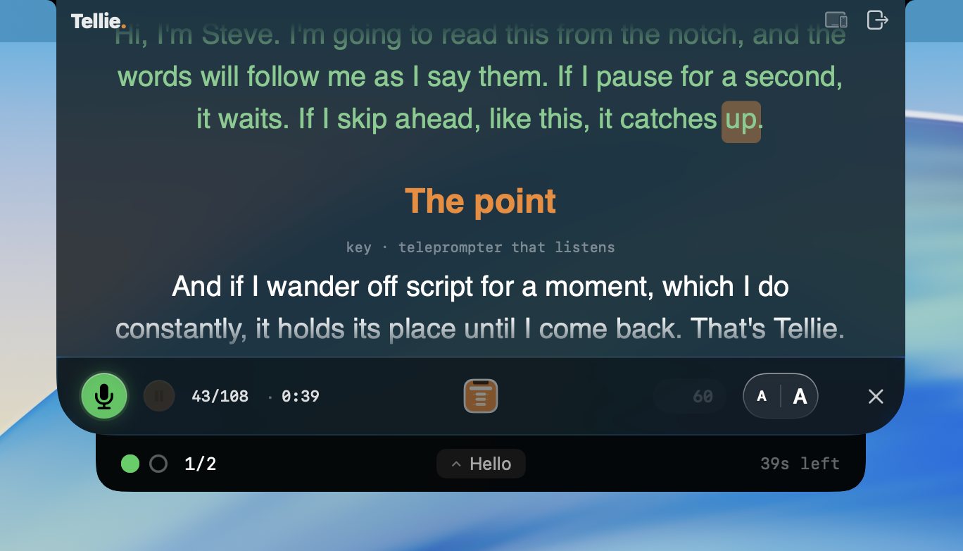 Tellie in the notch with a marked point turned green after the speaker made it in their own words.